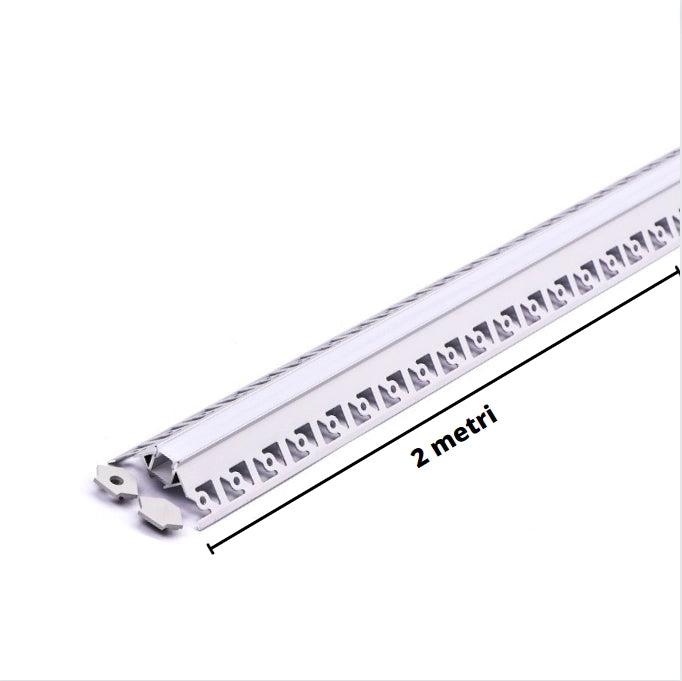 Profilo alluminio integrato optonica 5165 per strisce led 2m grigio