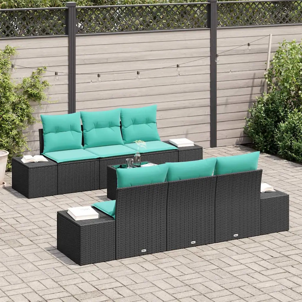 Set Divano da Giardino 7 pz Nero polyrattan 3346956