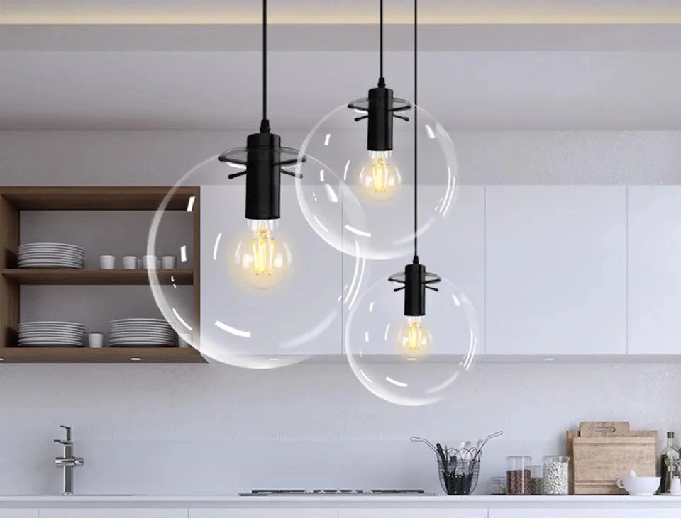 Lampada Da Soffitto Pensile Di Vetro Lassi Black 20+25+30 Cm