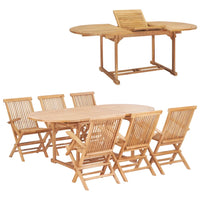 Set da Pranzo per Esterni 7 pz 150-200x100x75 cm Teak Massello cod mxl 35426