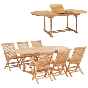 Set da Pranzo per Esterni 7 pz 150-200x100x75 cm Teak Massello cod mxl 35426