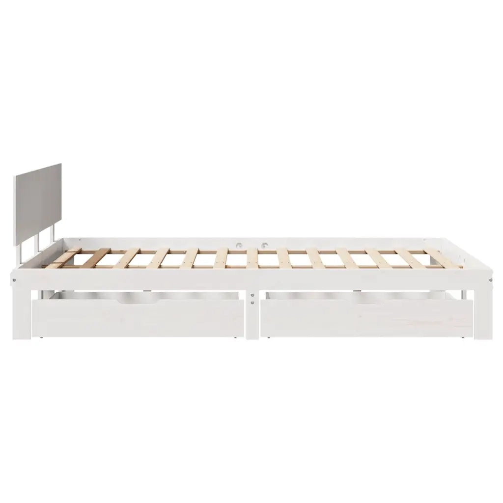 Giroletto con Cassetti Bianco 140x200 cm Legno Massello di Pino 3301985