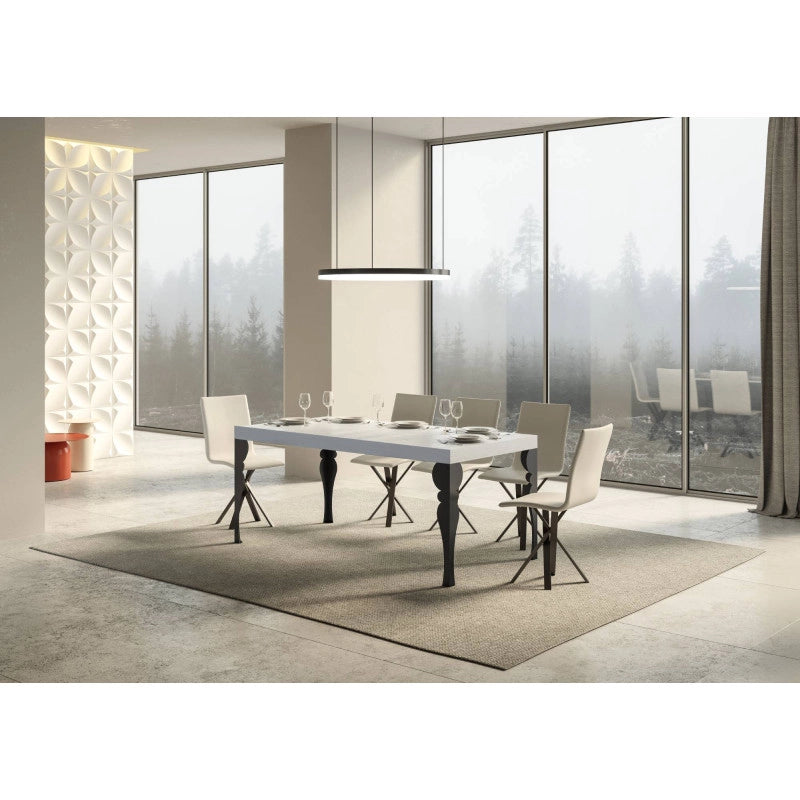 Tavolo allungabile 160/244x80 cm Paxon telaio Antracite - Bianco Frassino