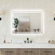 Specchio bagno Rettangolare 80x60cm Retroilluminato Con Led, Antiappannamento + 3 Luci