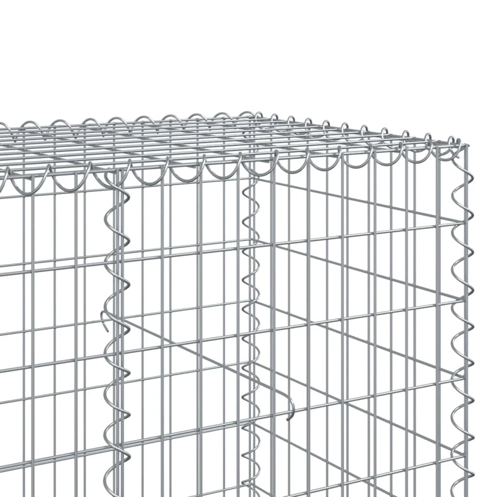 Gabbione recinto a gabbia muro di contenimento con coperchio 600 x 100 x 100 cm ferro zincato argento 02_0040179