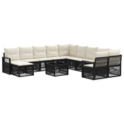 Set Divano da Giardino 12 pcs Nero polyrattan