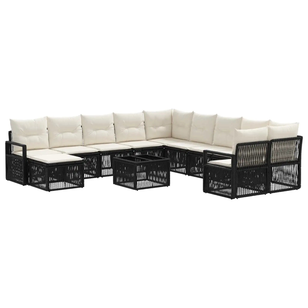 Set Divano da Giardino 12 pcs Nero polyrattan