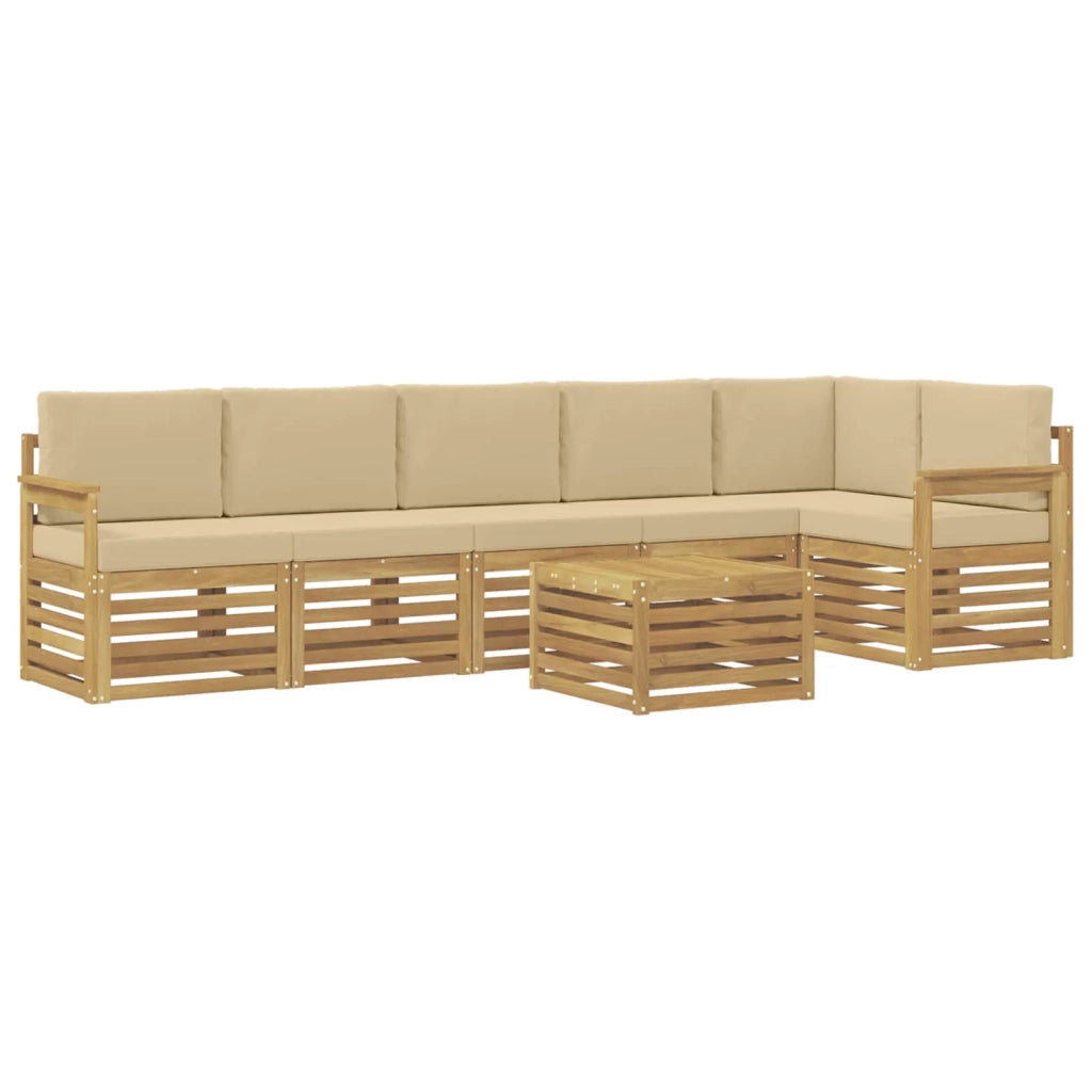 Set di divani da esterno 7 pcs Bianco e Beige 59 x 59 x 37 cm