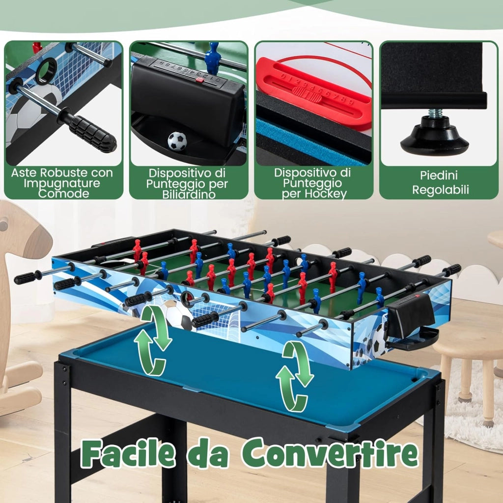 15 in 1 Set da Tavolo da Gioco Combo, Tavolo Multigioco Basket Calcetto Hockey Biliardo Ping Pong Bowling Shuffleboard ecc, Set Combinato per Giochi Multipli per Bar Casa Ufficio