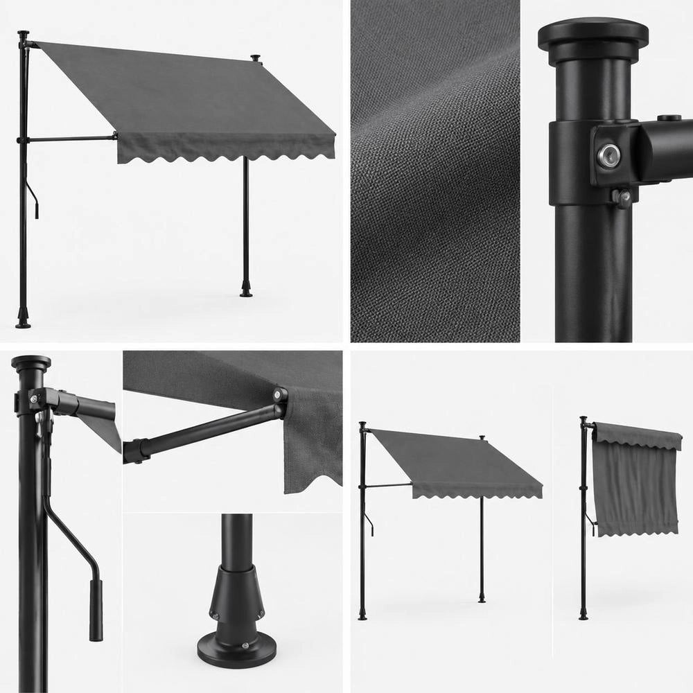 Retractable Awning, Anthracite, 200x150 Cm, Fabric And Steel