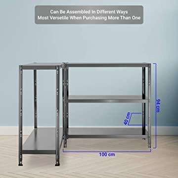 SCAFFALE IN METALLO MARTELLATO ETTORE KIT BULLONI 100X40X H187 CM CON 5 SCAFFALI