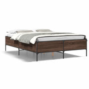 Letto matrimoniale | Letto per adulti | Giroletto Rovere Marrone 120x190cm in Legno Multistrato Metallo