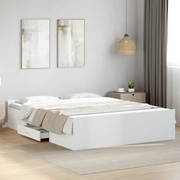Giroletto con Cassetti Bianco 150x200 cm in Legno Multistrato