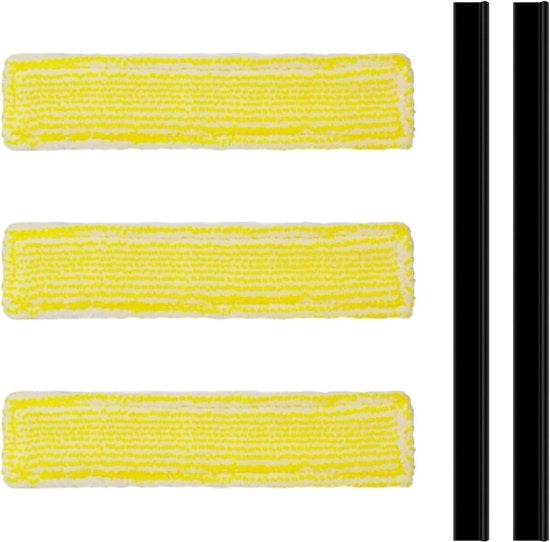 Accessori per aspirapolvere a finestra Kärcher WV1 WV2 WV5, 3 microfibra detersivi + 2 tiranti in gomma per la pulizia delle superfici.