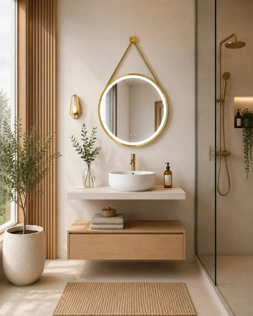 Mobile bagno componibile CERDEÑA con modulo e piano top da 100 cm, lavabo e colonna, senza specchio