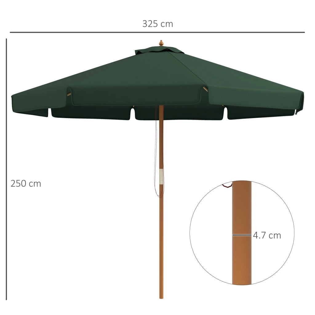 Ombrellone da Giardino con Doppio Tettuccio, in Bamb¨´ e Poliestere, ?325x250 cm, Verde