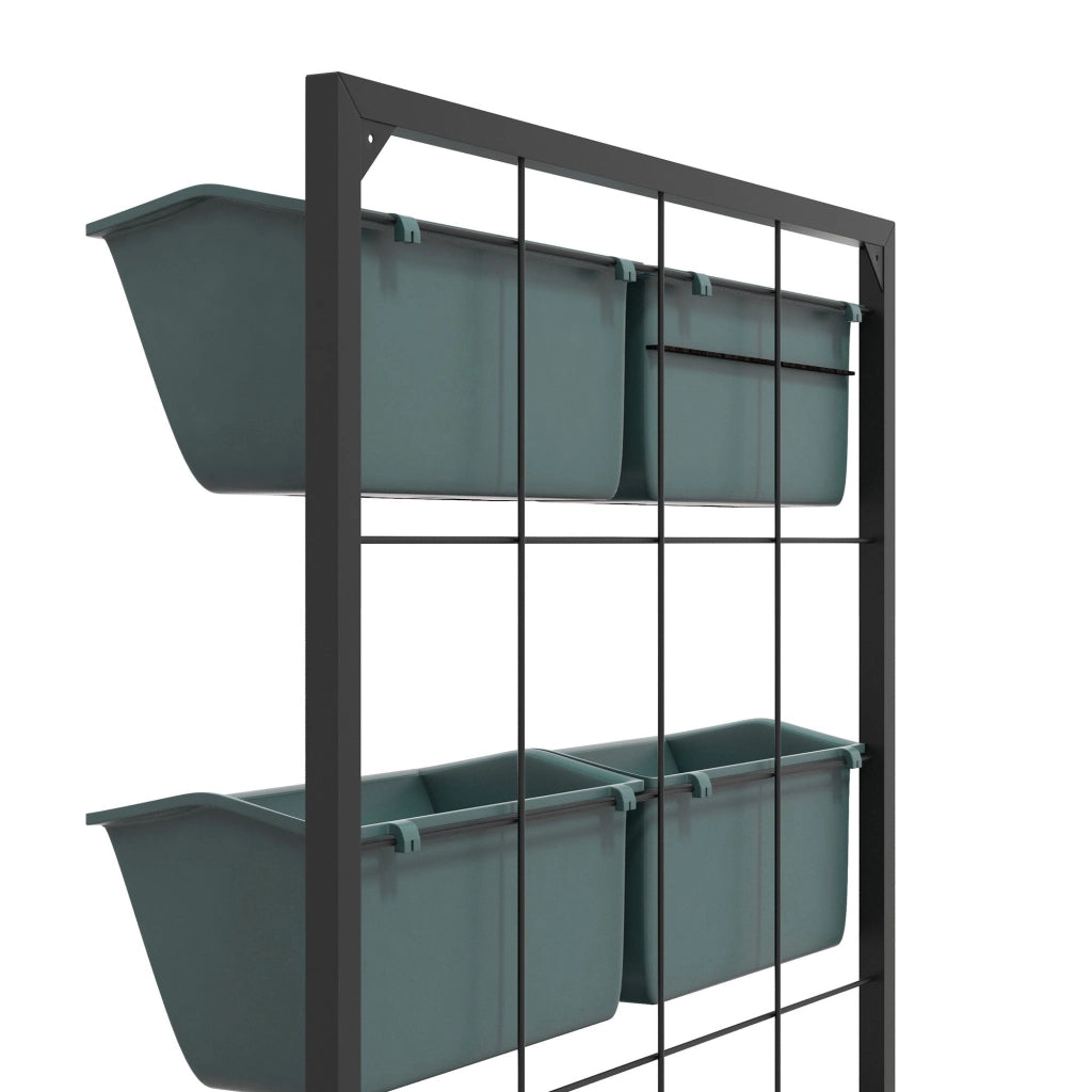 Orto Verticale a 3 Livelli con 6 Vasi 52x14x66 cm in Acciaio e Plastica Verde Scuro