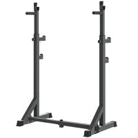 Supporto per Bilanciere con Altezza e Larghezza Regolabili in Acciaio ed EVA, 60-87x65x121-158cm, Nero