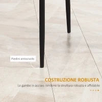 Set di 4 Sedie da Pranzo con Schienale Alto in Finta Pelle e Acciaio, 41x50x97cm, Nero
