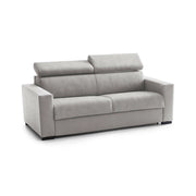 Divano fisso Kiev, Divano a 2 posti, Made in Italy, SofÒ  Soggiorno, in tessuto imbottito, con poggiatesta regolabili e Braccioli standard, cm 180x95h85, Grigio