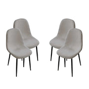 MAURY'S SET 4 SEDIE IMBOTTITE TEDDY TESSUTO GRIGIO CON GAMBE NERE 44X48X88 CM