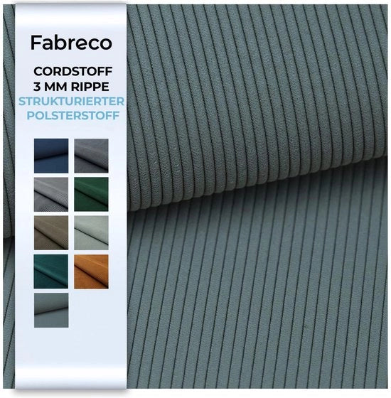 Stoffa Corduroy per metro TORANOS (100 cm x 142 cm) – Peso 330 g/m² – Stoffa Corduroy fine per metro per divani & poltrone – Stoffa per arredamento – Stoffe per arredamento, stoffe da decorazione & stoffe DIY (verde turquesa)