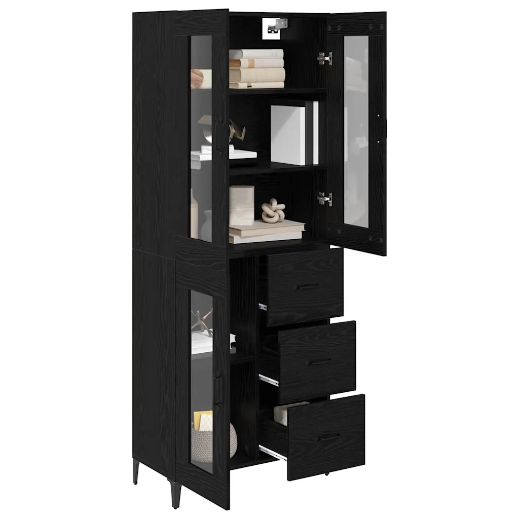 Credenza | Madia | Buffet da pranzo | Armadio da pranzo Rovere Nero 69,5 x 34 x 180 cm Legno multistrato