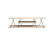 Mobile TV in legno "Canaz" - 120 x 30 x 33 cm - Travertino Nero
