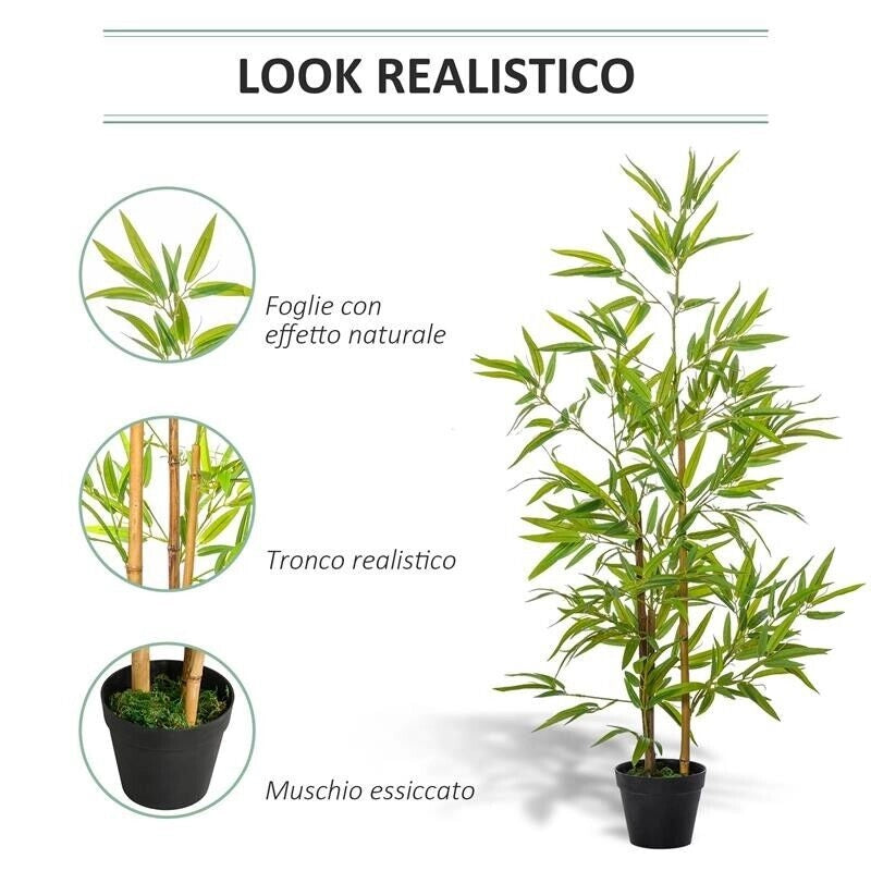 BAMBÙ IN VASO ARTIFICIALE PER INTERNO ED ESTERNO ALTA 120 CM VERDE
