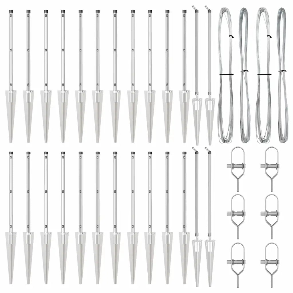 Palo della recinzione 26 pcs Grigio 3,2 x 3,2 x 105 cm