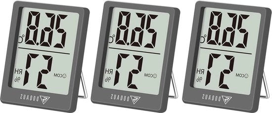 Termostato e umidistato digitale per interni - 3 pezzi - Misuratore di temperatura e umidità - Alta precisione - Adatto per nursery, salotto e ufficio - Grigio