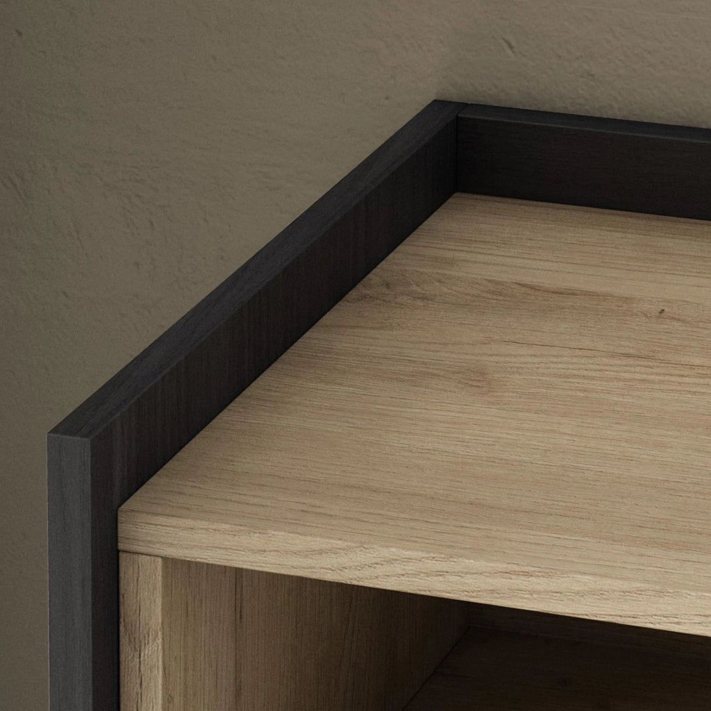 Credenza, Mobile, Cucina, 156x80x37 cm, 3 Porte, LED, Rovere e nero