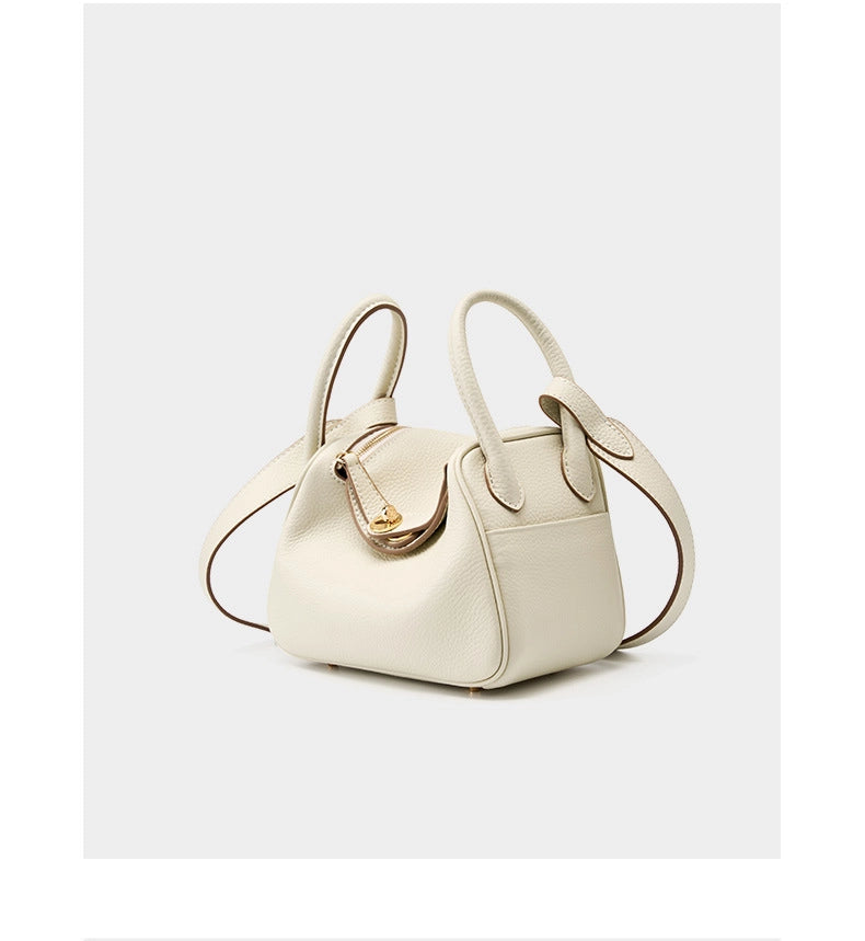 Mini borsa a tracolla Lindy in vera pelle, piccola borsa bianca