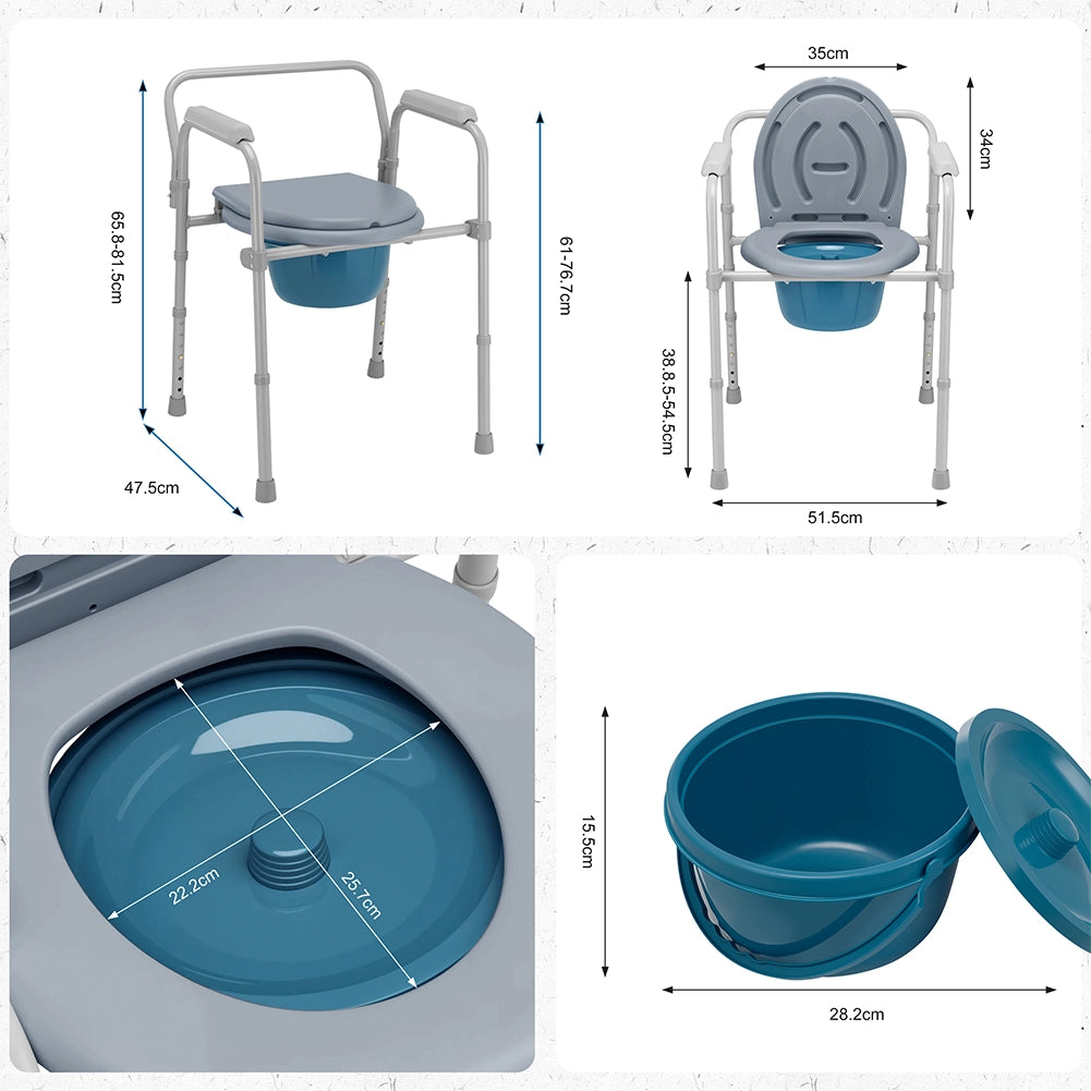 Sedia Toilette Wc Metallo Leggero Vaso Removibile per Anziani Mobilità Ridotta