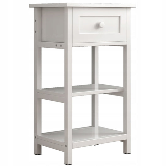 Tavolino da notte in legno con cassetto e 2 ripiani, stile loft moderno, 45 cm