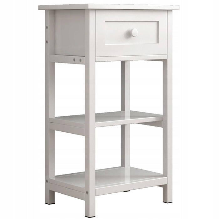 Tavolino da notte in legno con cassetto e 2 ripiani, stile loft moderno, 45 cm