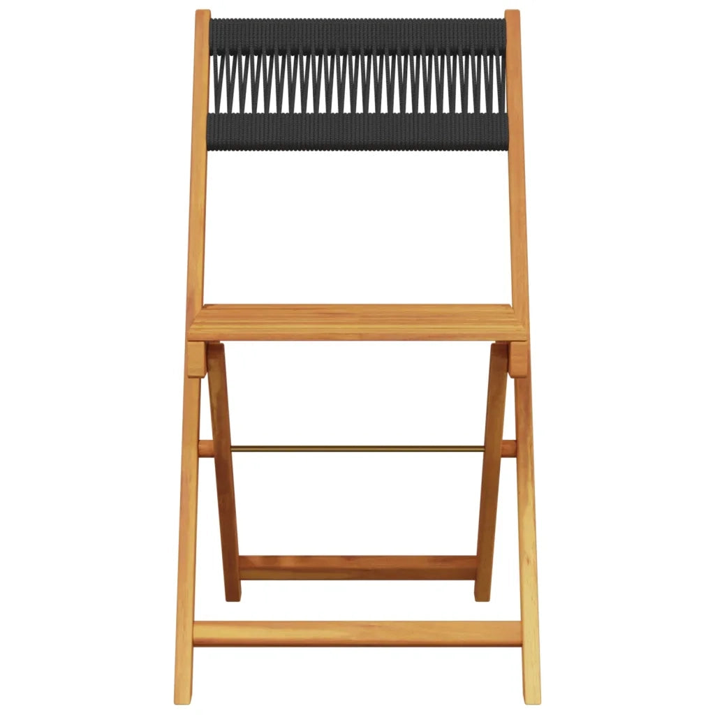 Set Pranzo da Giardino 5 pz Nero Polipropilene e Legno Massello 3281781