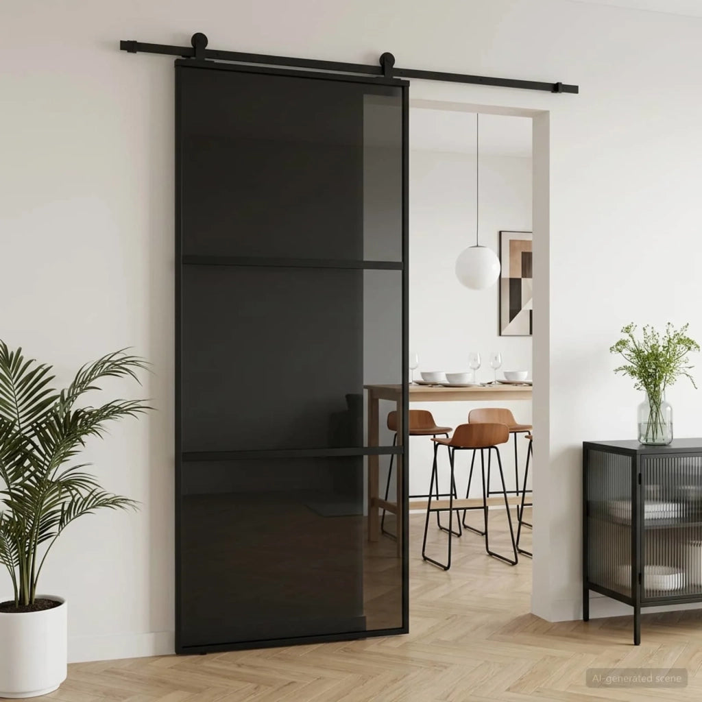 Porta scorrevole 90 x 205 cm Vetro Temperato e Alluminio 42054109