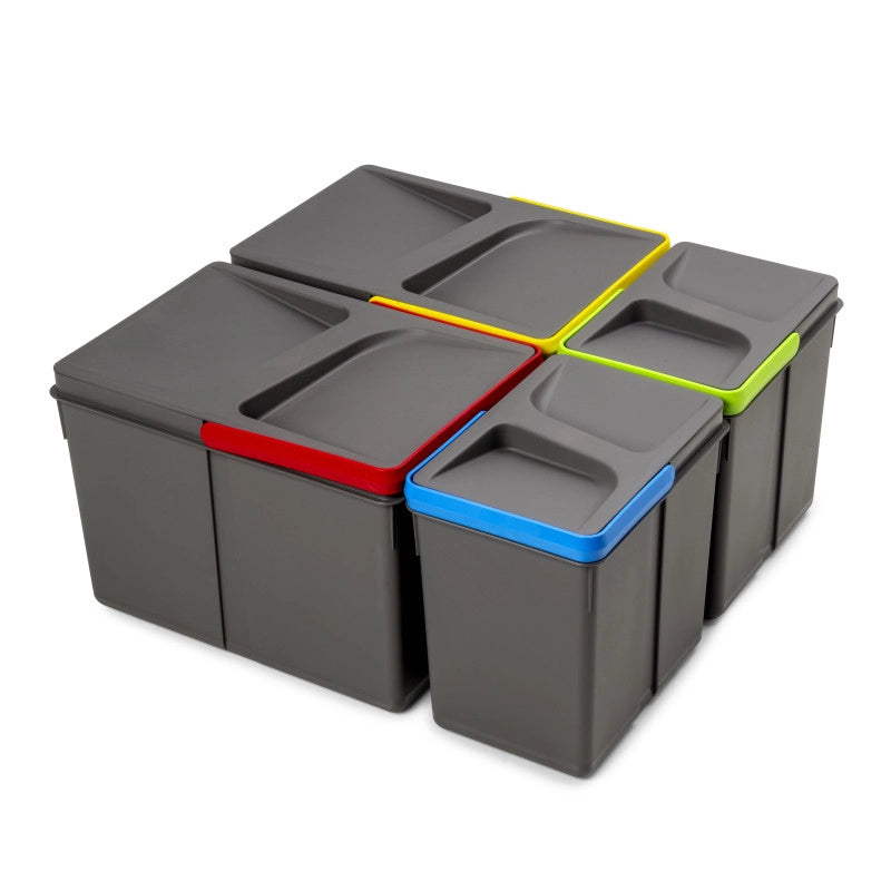 Base per contenitori per cassetti da cucina Recycle, 3 scomparti, modulo 800 mm, Grigio antracite Tecnoplastica