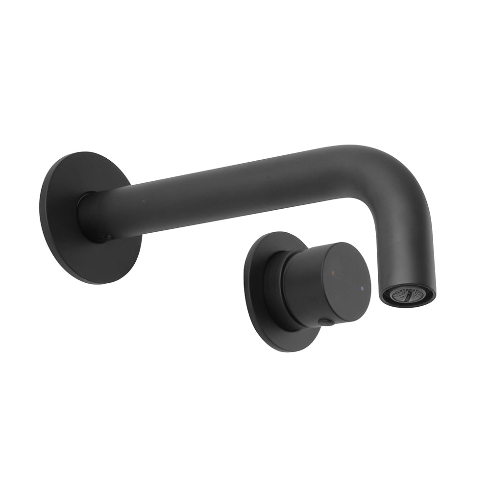 Set miscelatori lavabo a muro e bidet nero opaco senza leva Gemini