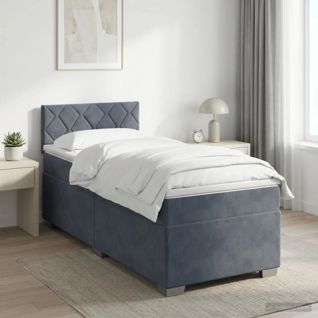 Letto box spring con materasso Grigio Scuro 80 x 200 cm Velluto 3450609