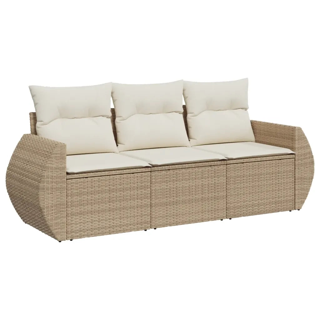 Set Divano da Giardino 3 pz con Cuscini-Sofa da Giardino-Divanetto da esterno Beige in Polyrattan 863435