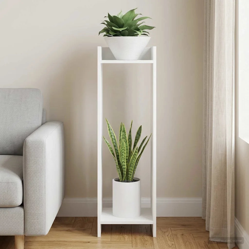 Supporto per piante con lo scaffale Bianco 30 x 30 x 100 cm 899562