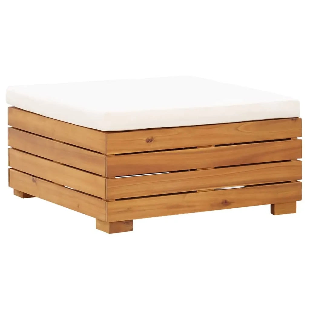 Set Tavolino Poggiapiedi da Giardino Cuscino Massello d'Acacia 316083