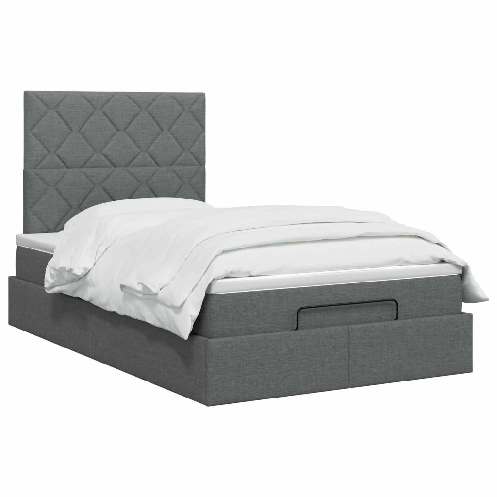 Letto ottomano con materasso Grigio Scuro 120 x 200 cm Tessuto 3457564