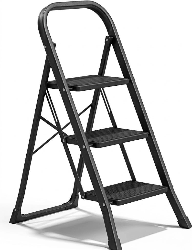Scaletto Sgabello Scala Black Mini Plus Antiscivolo 3 Gradini