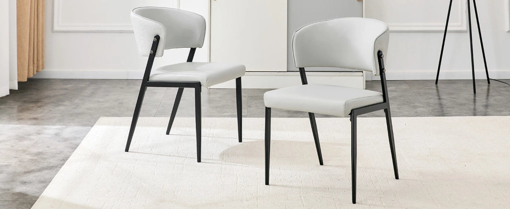 SEDIA Moderna in PU Grigio Chiaro Set da 2 pezzi per sala da pranzo o ufficio