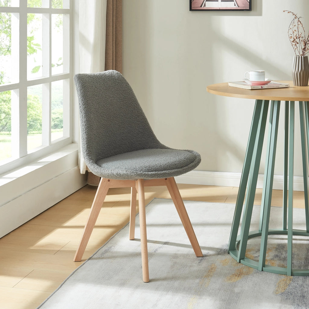 Set Fläten di 2 Sedie da Sala con Seduta Imbottita Rivestimento in Tessuto Bouclé Grigio [en.casa]