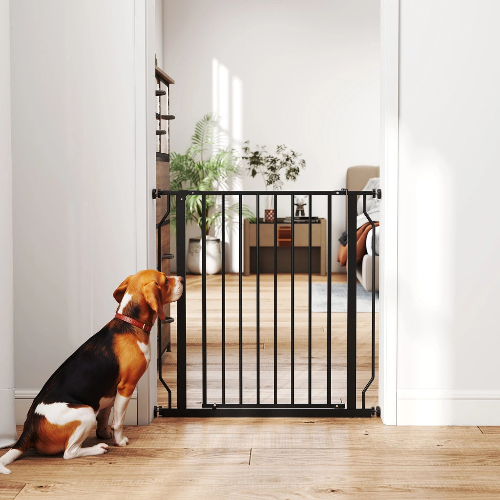 Cancelletto per Cani Estensibile e Regolabile 75-85x76 cm in Acciaio e ABS Nero