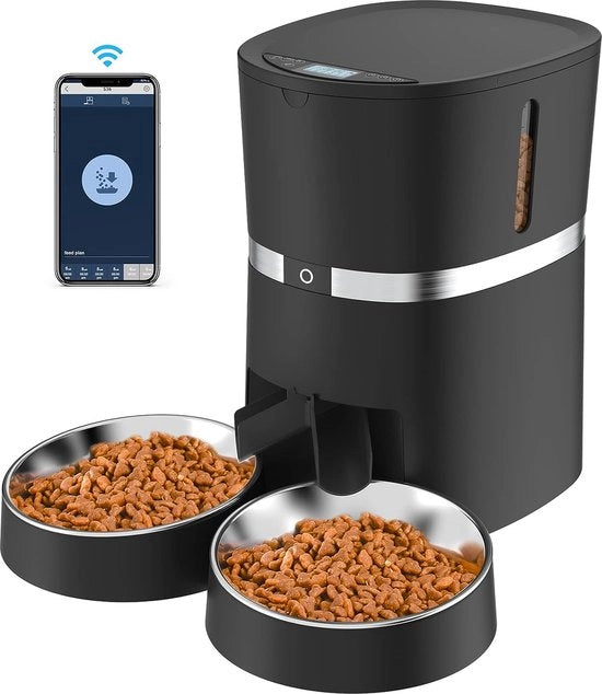 Automatizza il Cibo per Gatti - Programmabile Schema di Alimentazione - Adatto per Diversi Tipi di Cibo - Progettato per Ridurre Rumori - Facile da Pulire - Incluso Contenitore per Cibo e Dispensatore